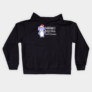 Somebunny's Dreaming of a Wine Christmas Kids Hoodie